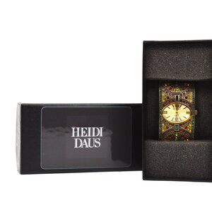 Heidi Daus Art Deco Multi Color Crystal Bangle Bracelet Watch NEW